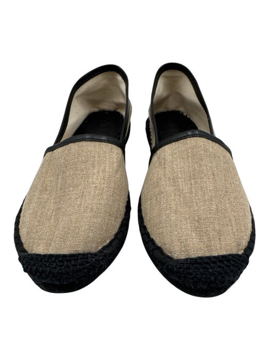 J. Crew Shoe Size 7.5 Beige & Black Textile Woven Espadrille Flats Beige & Black / 7.5