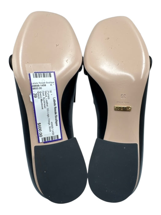 Gucci Shoe Size 39 Black Leather GG Logo Fringe Block heel Pumps Black / 39