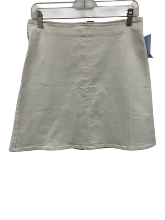 J. Crew Size 6 White Cotton Blend Denim A Line contrast stitch Above Knee Skirt White / 6
