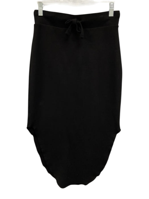 Frank & Eileen Size M Black Cotton Raw Edge U hem Drawstring Below knee Skirt Black / M