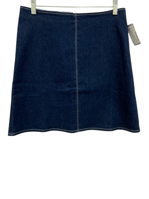 J. Crew Size 4 Navy Cotton Blend Denim A Line contrast stitch Above Knee Skirt Navy / 4