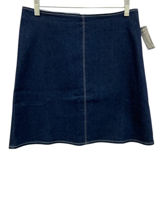 J. Crew Size 4 Navy Cotton Blend Denim A Line contrast stitch Above Knee Skirt Navy / 4