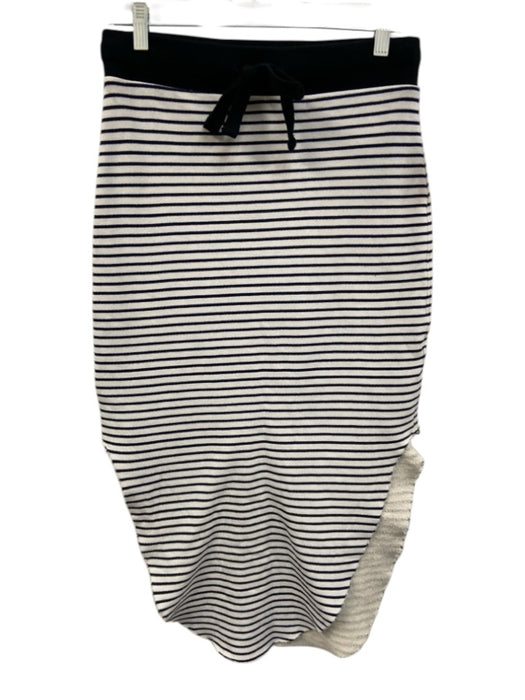 Frank & Eileen Size M Black & White Cotton Raw Edge Stripe Drawstring Skirt Black & White / M