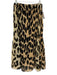 Ganni Size 42 Black & Tan Recycled Polyester Plisse Leopard Side Zip Maxi Skirt Black & Tan / 42