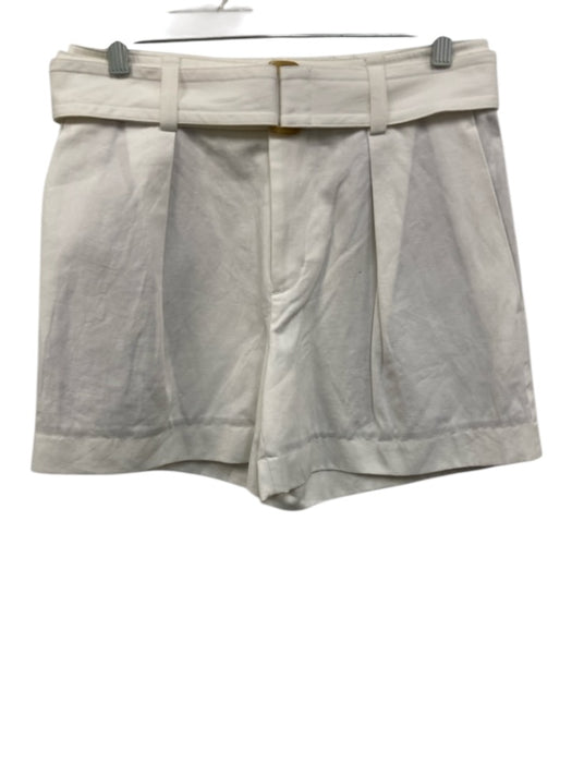 Vince Size 4 Ivory White Cotton Blend High Rise Belt Pleated Shorts Ivory White / 4