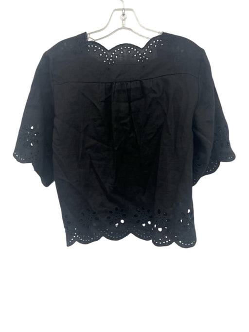 J. Crew Size XS/S Black Linen Elastic Waist Scalloped Edge High Rise Short Set Black / XS/S