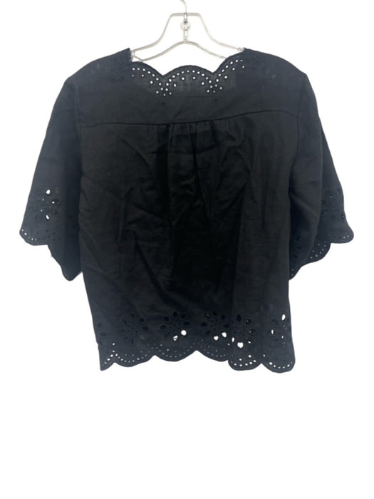 J. Crew Size XS/S Black Linen Elastic Waist Scalloped Edge High Rise Short Set Black / XS/S