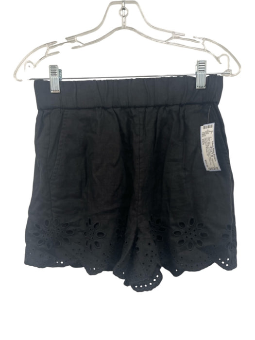 J. Crew Size XS/S Black Linen Elastic Waist Scalloped Edge High Rise Short Set Black / XS/S