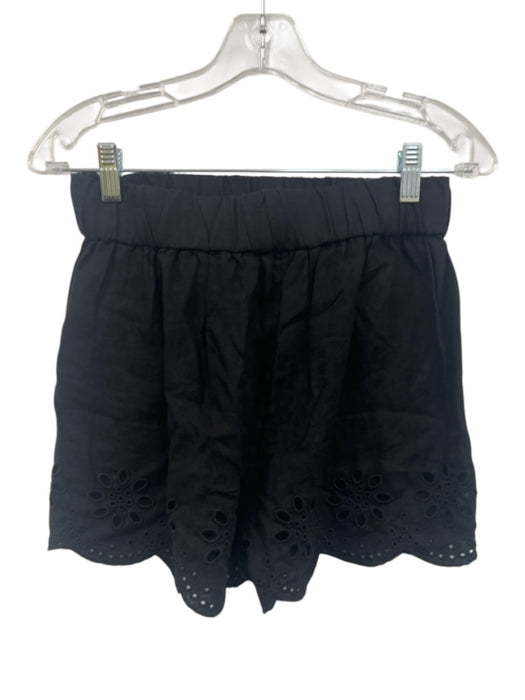 J. Crew Size XS/S Black Linen Elastic Waist Scalloped Edge High Rise Short Set Black / XS/S