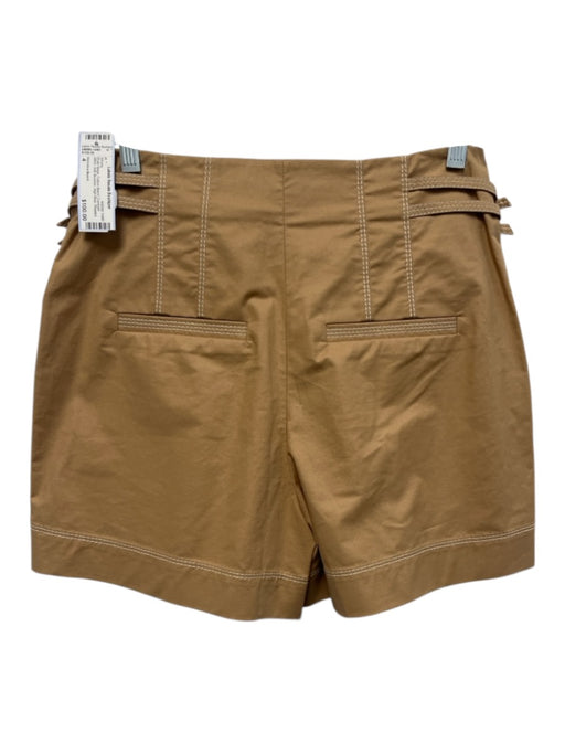 Veronica Beard Size 4 Khaki Beige Cotton Blend Contrast Stitch High Rise Shorts Khaki Beige / 4