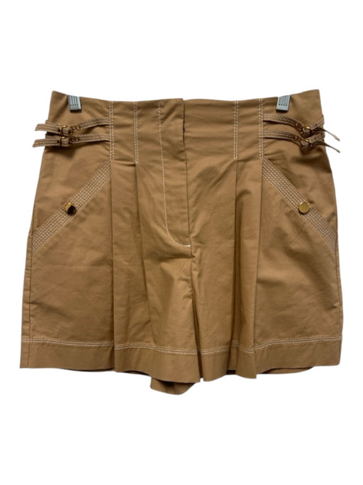 Veronica Beard Size 4 Khaki Beige Cotton Blend Contrast Stitch High Rise Shorts Khaki Beige / 4
