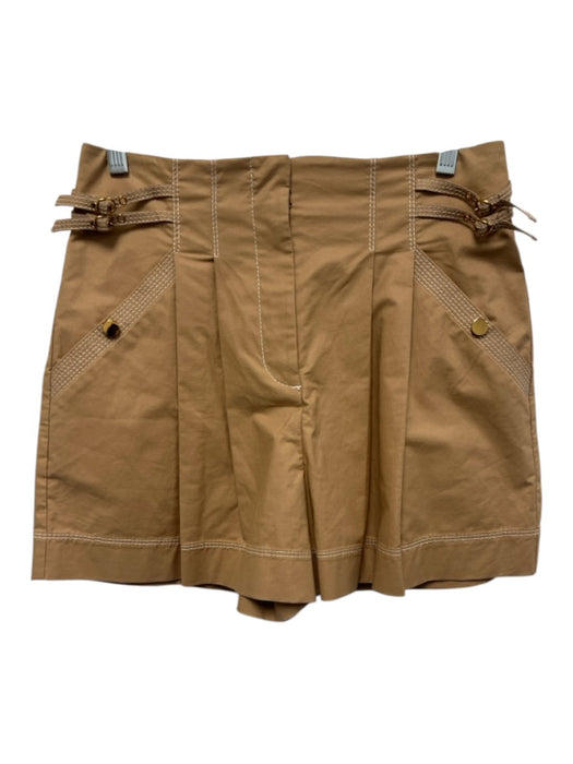 Veronica Beard Size 4 Khaki Beige Cotton Blend Contrast Stitch High Rise Shorts Khaki Beige / 4
