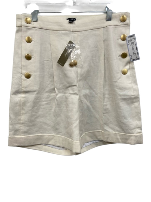 J. Crew Size 4 Cream Linen Blend High Rise Pleated Sailor Buttons Shorts Cream / 4