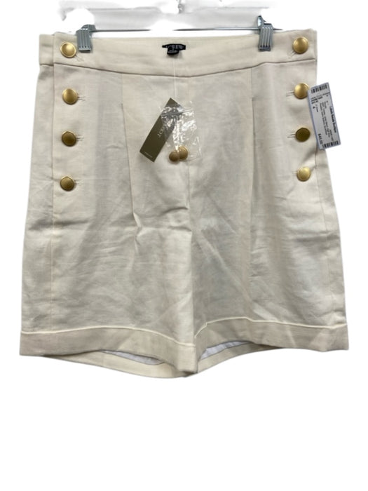 J. Crew Size 4 Cream Linen Blend High Rise Pleated Sailor Buttons Shorts Cream / 4