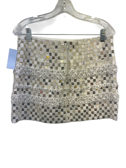 J.Crew Collection Size S/6 White Gold Cotton Short Sleeve Paillettes Skirt Set White Gold / S/6