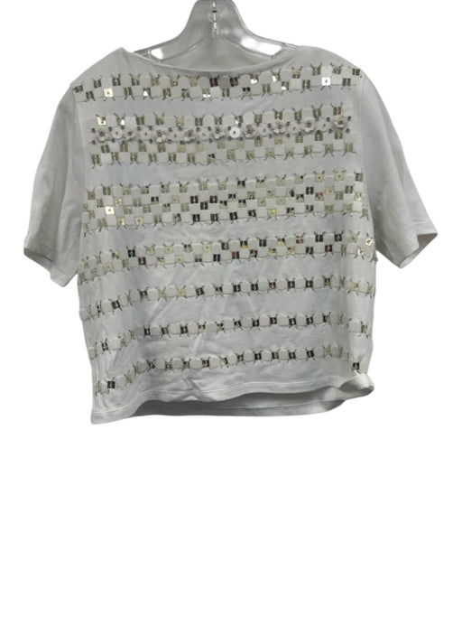 J.Crew Collection Size S/6 White Gold Cotton Short Sleeve Paillettes Skirt Set White Gold / S/6