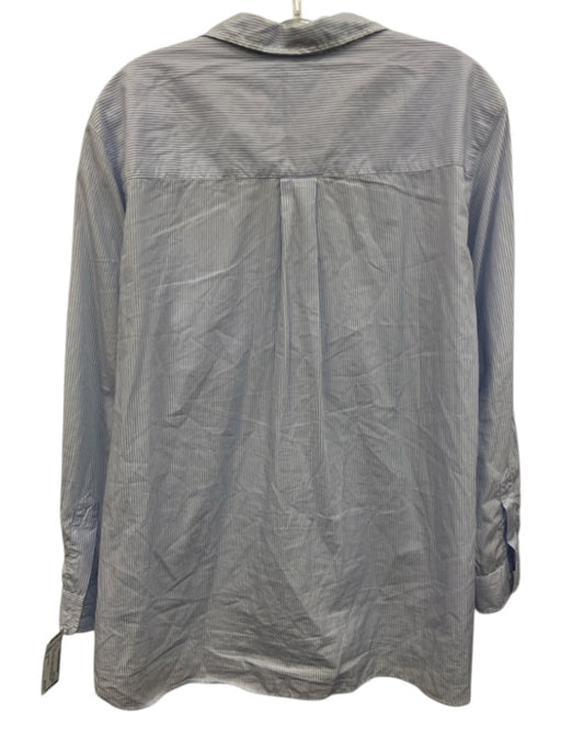 Frank & Eileen Size M White & Blue Cotton Long Sleeve Button Up & Collar Top White & Blue / M