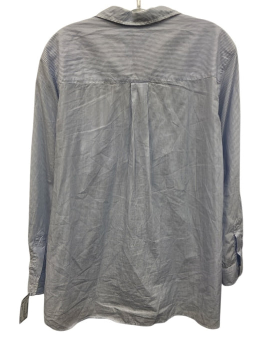 Frank & Eileen Size M White & Blue Cotton Long Sleeve Button Up & Collar Top White & Blue / M