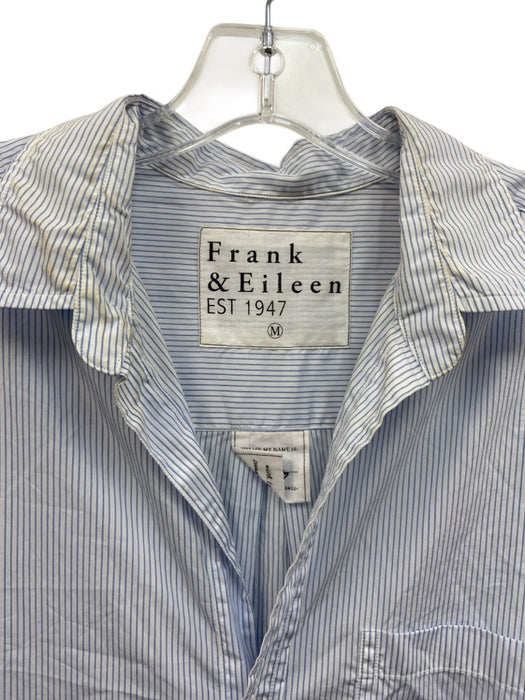 Frank & Eileen Size M White & Blue Cotton Long Sleeve Button Up & Collar Top White & Blue / M