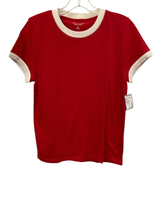J. Crew Size M Red & White Cotton Short Sleeve Top Red & White / M