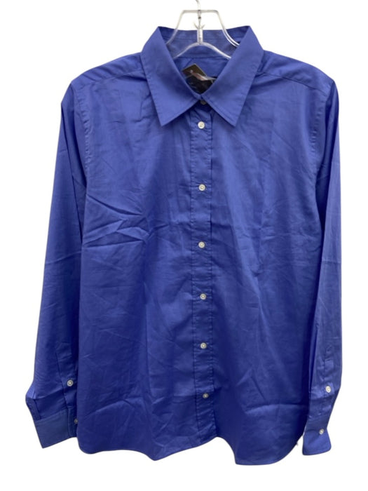 J. Crew Size 8 Blue Cotton Long Sleeve Button Up & Collar Top Blue / 8