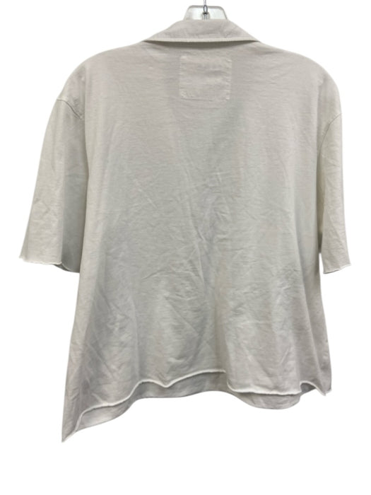 Frank & Eileen Size M White Cotton Short Sleeve Button Up Collar Top White / M