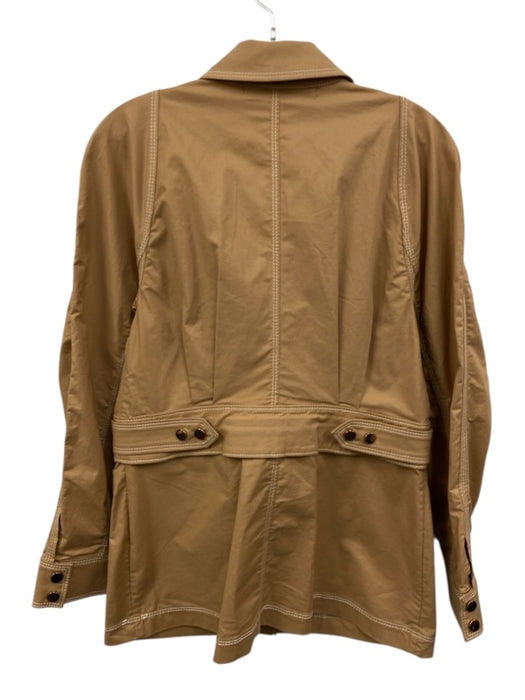 Veronica Beard Size 6 Tan Cotton Blend Gathered Detail Snap Button Jacket Tan / 6