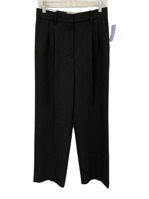 Aritzia Size 6 Black Polyester Blend Pleated Waist pleat front Wide Leg Pants Black / 6