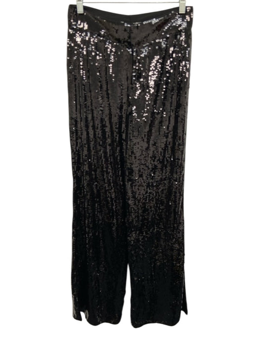 Alice + Olivia Size 6 Black Polyester Sequin High Rise Wide Leg Pants Black / 6