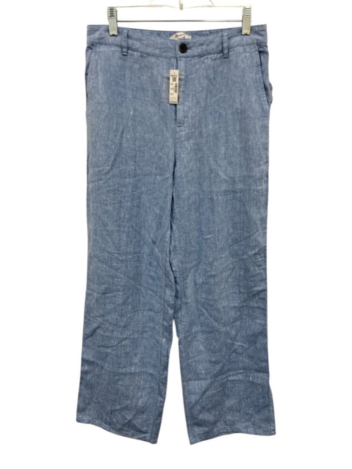 Madewell Size 4 Light Blue Linen High Rise Zip & Button Wide Leg Pants Light Blue / 4