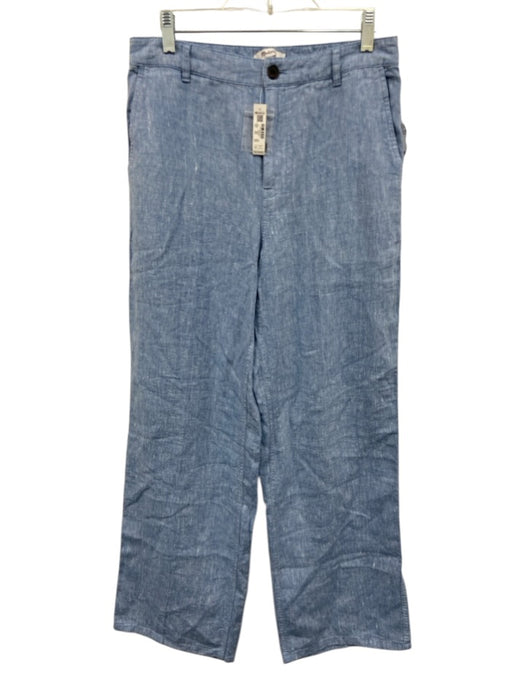 Madewell Size 4 Light Blue Linen High Rise Zip & Button Wide Leg Pants Light Blue / 4