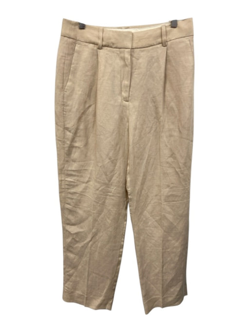 J. Crew Size 4 Beige Linen Blend Pleated Waist High Rise Straight Leg Pants Beige / 4