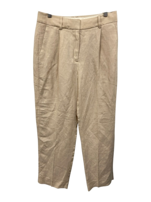 J. Crew Size 4 Beige Linen Blend Pleated Waist High Rise Straight Leg Pants Beige / 4
