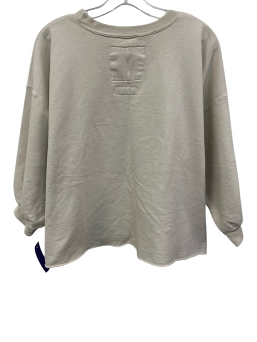 Rachel Comey Size XS/S Ivory Cotton Raw Hem Crew Neck Half Sleeve Sweatshirt Top Ivory / XS/S