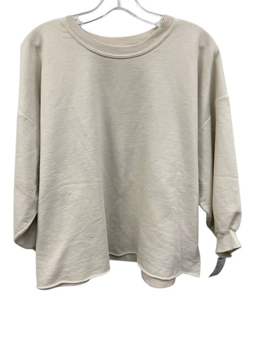 Rachel Comey Size XS/S Ivory Cotton Raw Hem Crew Neck Half Sleeve Sweatshirt Top Ivory / XS/S