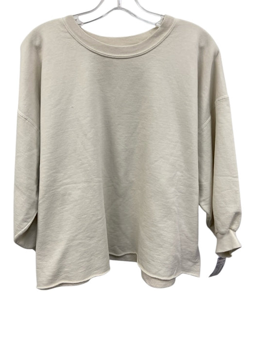 Rachel Comey Size XS/S Ivory Cotton Raw Hem Crew Neck Half Sleeve Sweatshirt Top Ivory / XS/S