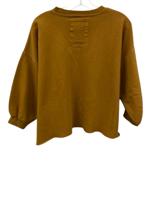 Rachel Comey Size XS/S Mustard Yellow Cotton Raw Hem Crew Neck Half Sleeve Top Mustard Yellow / XS/S