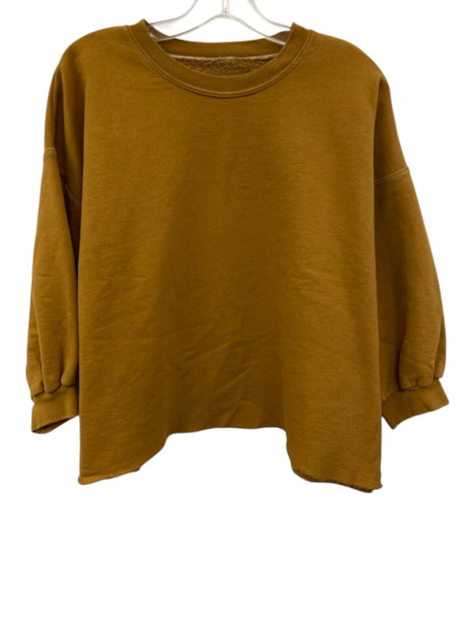 Rachel Comey Size XS/S Mustard Yellow Cotton Raw Hem Crew Neck Half Sleeve Top Mustard Yellow / XS/S