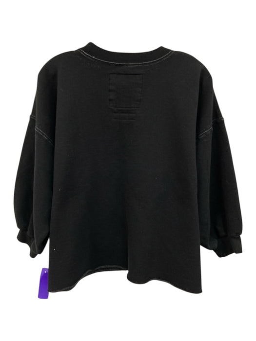 Rachel Comey Size XS/S Black Cotton Raw Hem Crew Neck Half Sleeve Sweatshirt Top Black / XS/S