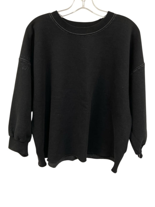 Rachel Comey Size XS/S Black Cotton Raw Hem Crew Neck Half Sleeve Sweatshirt Top Black / XS/S