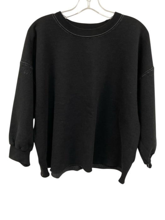 Rachel Comey Size XS/S Black Cotton Raw Hem Crew Neck Half Sleeve Sweatshirt Top Black / XS/S