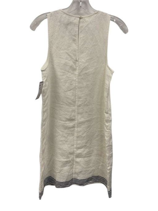J. Crew Size XS White & Navy Blue Linen Stripe Trim Scoop Neck Shift Dress White & Navy Blue / XS