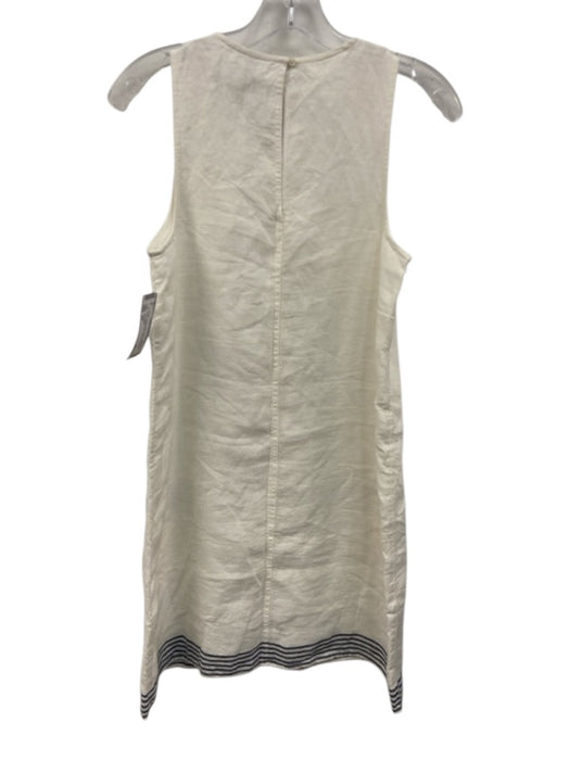 J. Crew Size XS White & Navy Blue Linen Stripe Trim Scoop Neck Shift Dress White & Navy Blue / XS