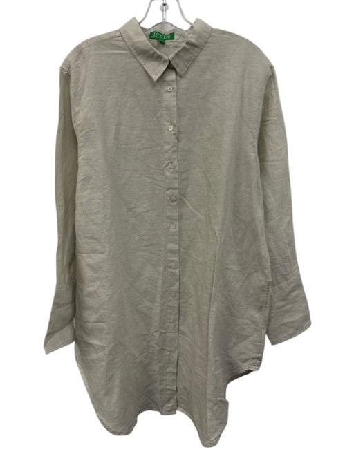 J. Crew Size S Cream Linen & Cotton Button Down Long Sleeve Shift Dress Cream / S