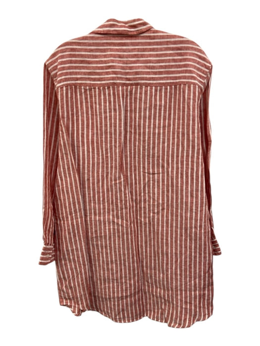 Frank & Eileen Size XS Red & White Linen Patch Pocket Stripe Button Down Dress Red & White / XS