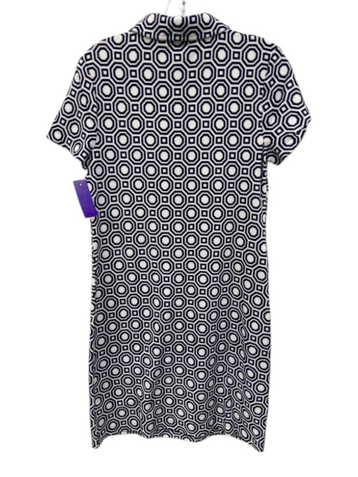 Tory Burch Size S Navy Blue & White Cotton Terry Cloth Hexagon Collar Dress Navy Blue & White / S