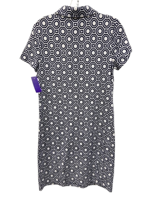 Tory Burch Size S Navy Blue & White Cotton Terry Cloth Hexagon Collar Dress Navy Blue & White / S