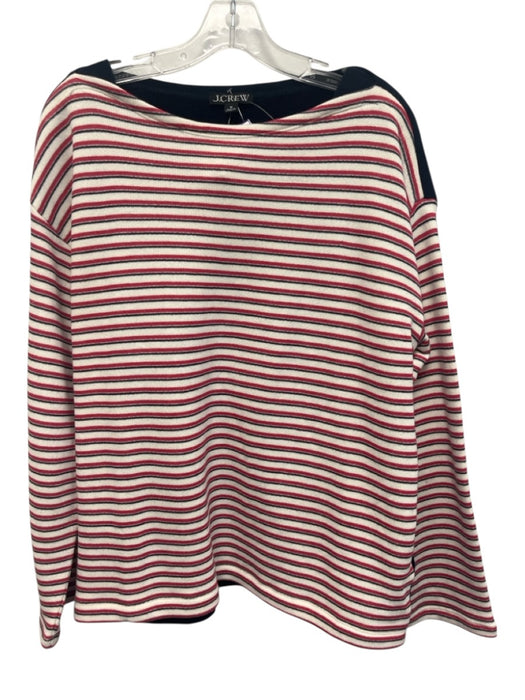 J. Crew Size M Blue, White, Red Cotton Stripe Boat Neck Long Sleeve Sweater Blue, White, Red / M