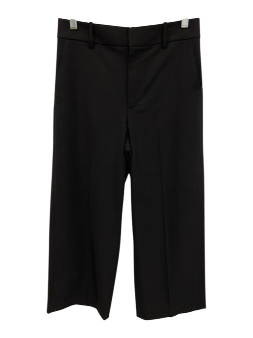 Vince Size 4 Black Wool Blend High Rise Zip & Hook Wide Leg Pants Black / 4