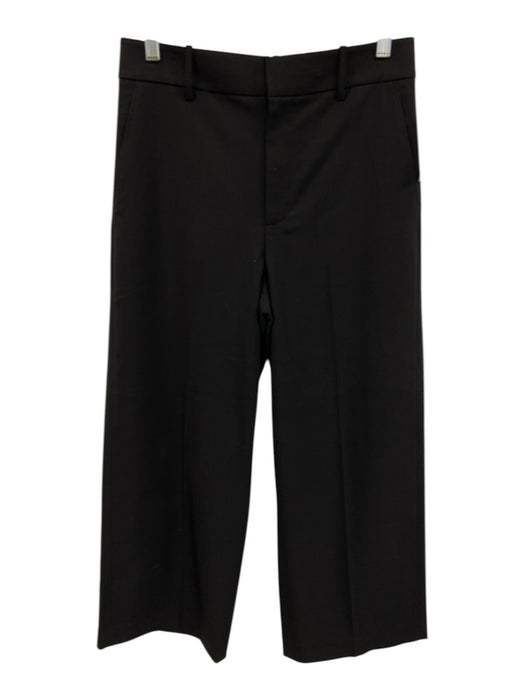 Vince Size 4 Black Wool Blend High Rise Zip & Hook Wide Leg Pants Black / 4